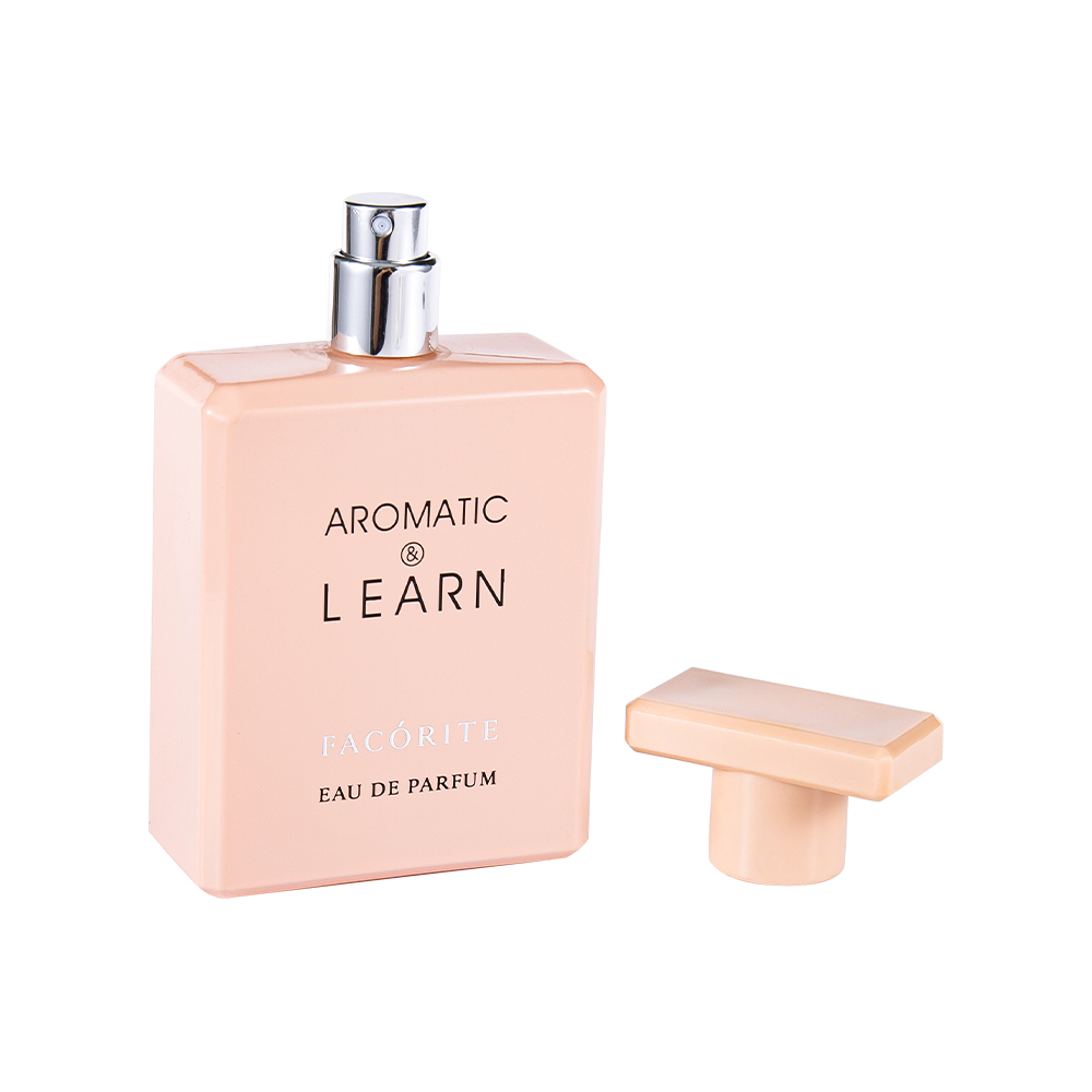 KY1490-WJ2155 Botella de perfume de vidrio rectangular estampada recubierta de 50 ml con tapa brillante
