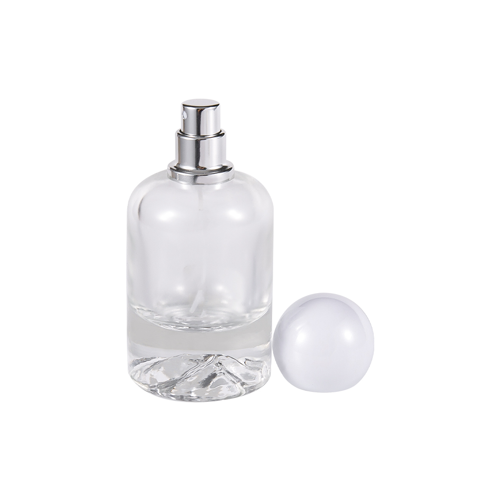 GC5300-WJ2538 50 Botella de perfume de vidrio de sílex de 100 ml con fondo de montaña y tapa de plástico esférica