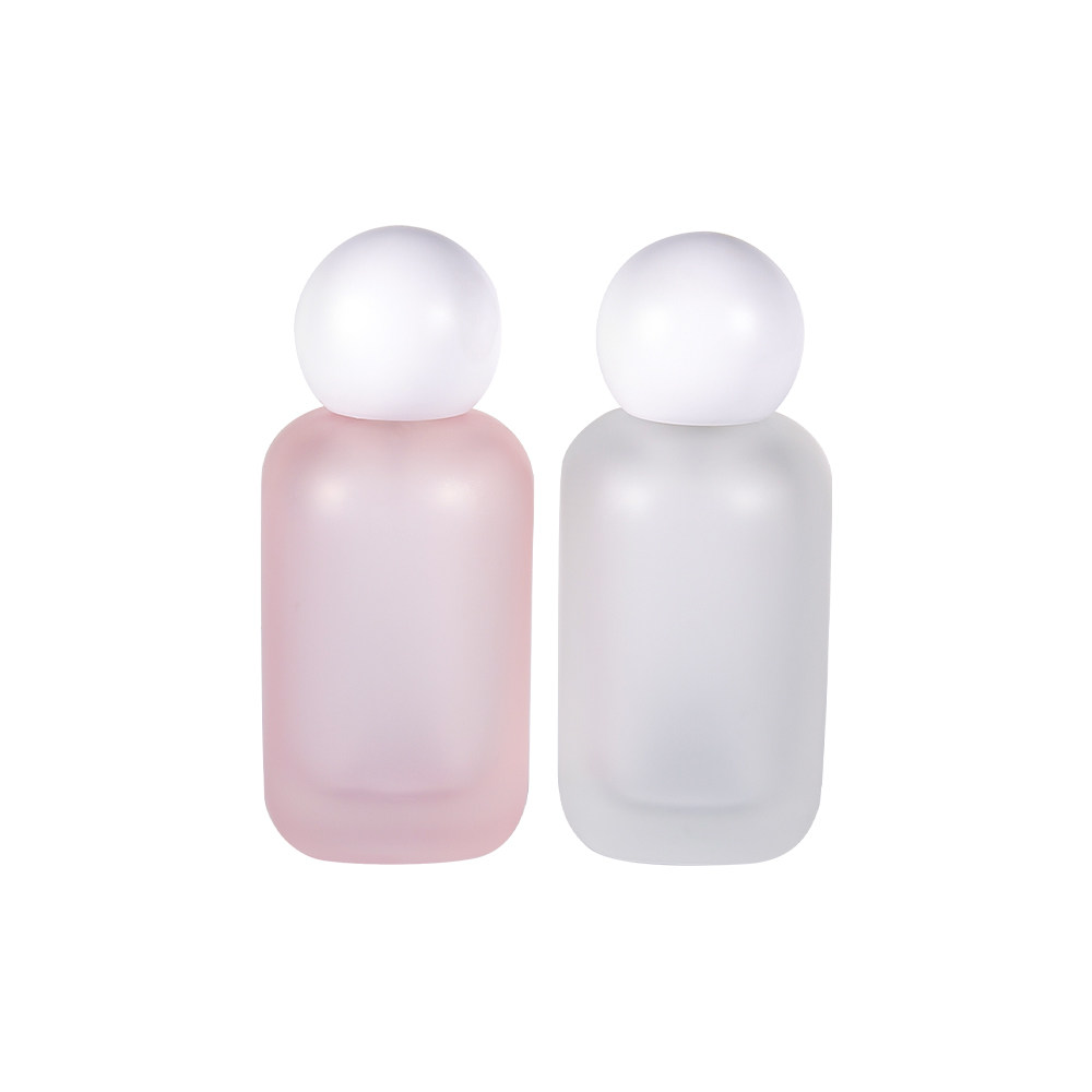 GC5155-WJ2537 Botella de perfume redonda de vidrio esmerilado de 50 ml con tapa esférica