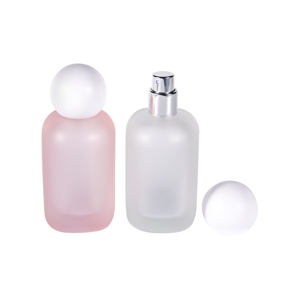 GC5155-WJ2537 Botella de perfume redonda de vidrio esmerilado de 50 ml con tapa esférica