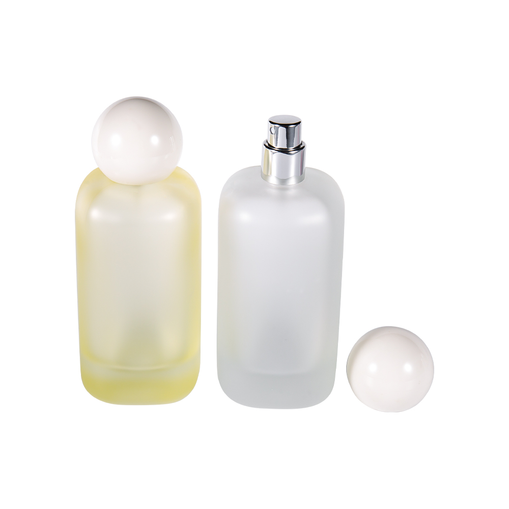 GC5156-WJ2537 Botella de perfume redonda de vidrio esmerilado de 100 ml con tapa esférica