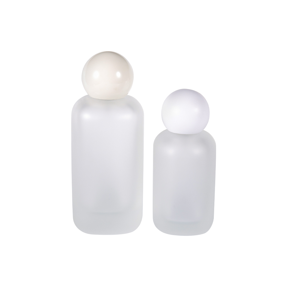 GC5156-WJ2537 Botella de perfume redonda de vidrio esmerilado de 100 ml con tapa esférica