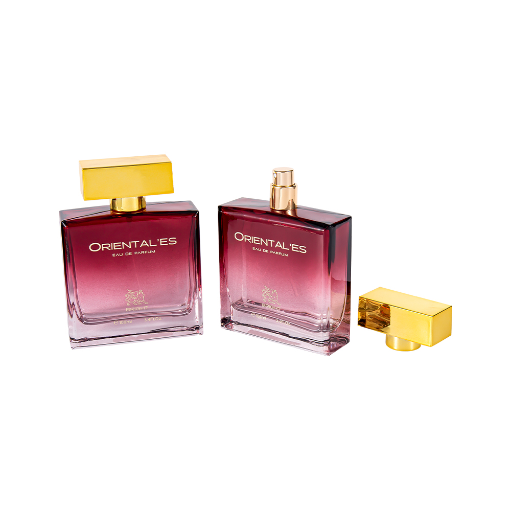 GC4461-WJ2372 Botella de perfume de vidrio con revestimiento degradado de 100 ml con tapa de perfume de plástico de oro UV