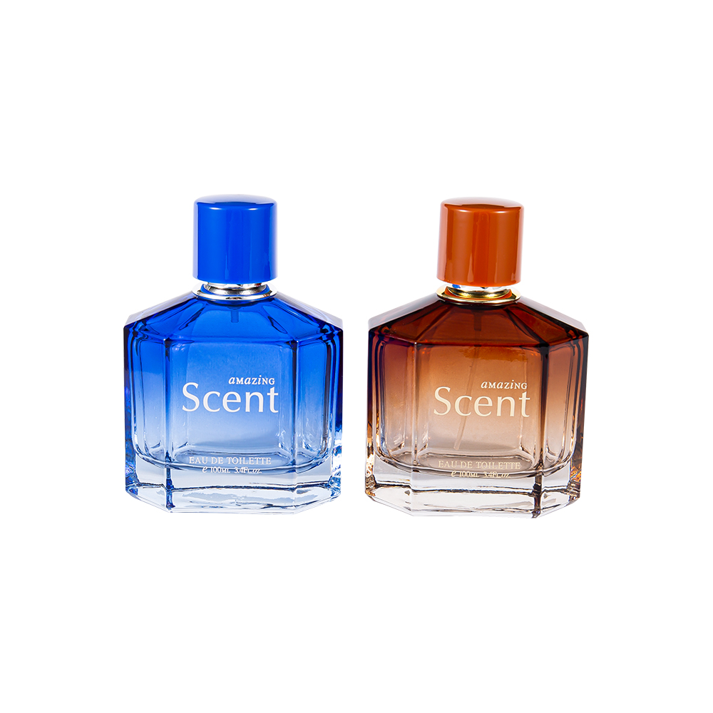 KY1104-WJ2099 Botella de perfume de vidrio de 100 ml decorativa con tapa de perfume de forma personalizada de 0,12 CC