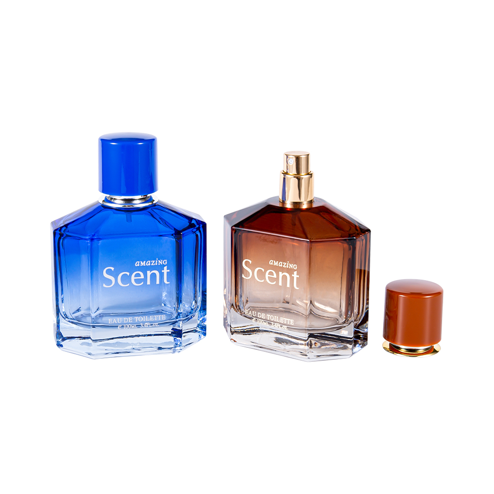 KY1104-WJ2099 Botella de perfume de vidrio de 100 ml decorativa con tapa de perfume de forma personalizada de 0,12 CC