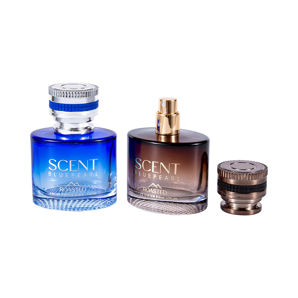 GC4035-WJ2098 Botella de perfume de vidrio en relieve de 50 ml con tapa de perfume PCTA