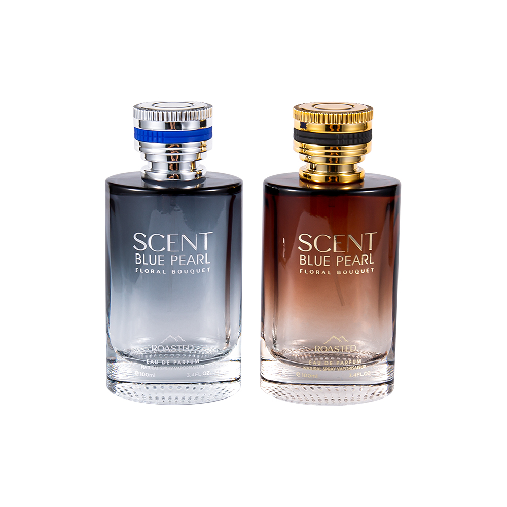 KY1109-WJ2098 Botella de perfume de vidrio en relieve de 100 ml con tapa de perfume Pcta