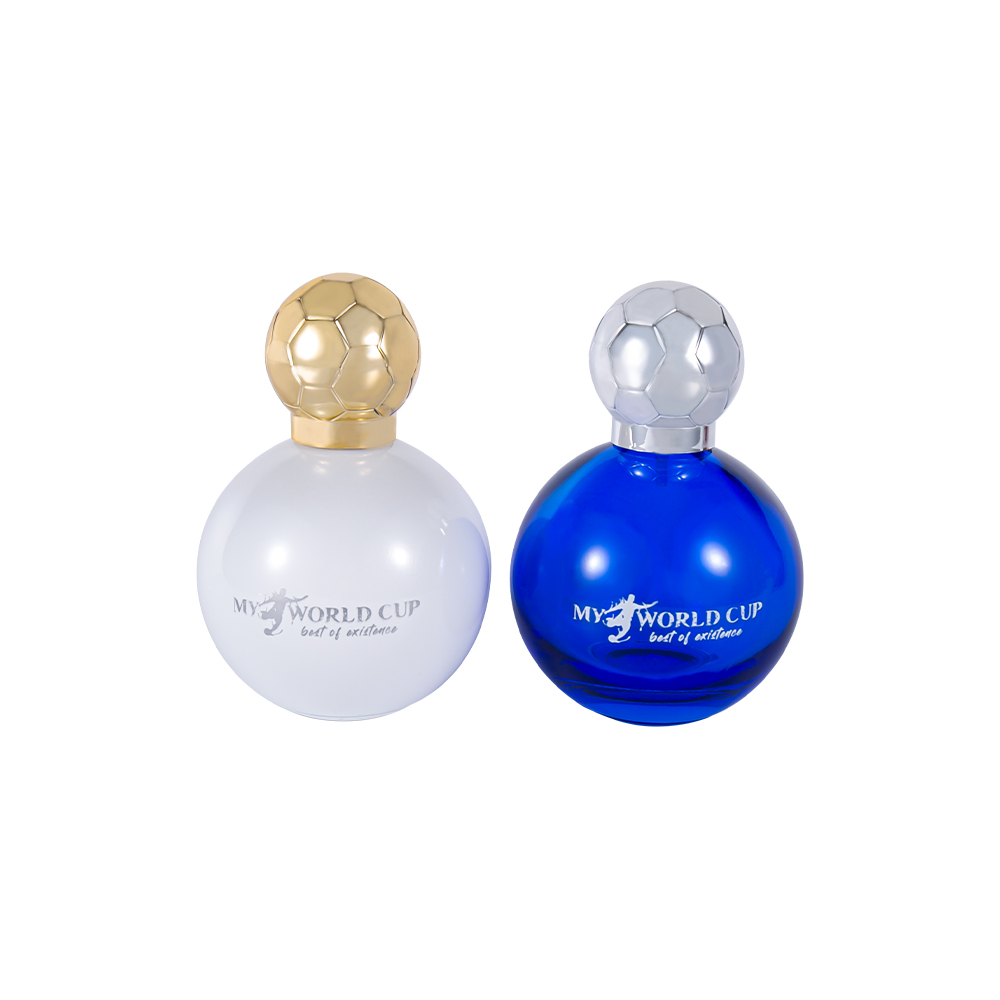 KY337-WJ2530 Botella de perfume de vidrio para fútbol de 50 ml con tapa de fútbol