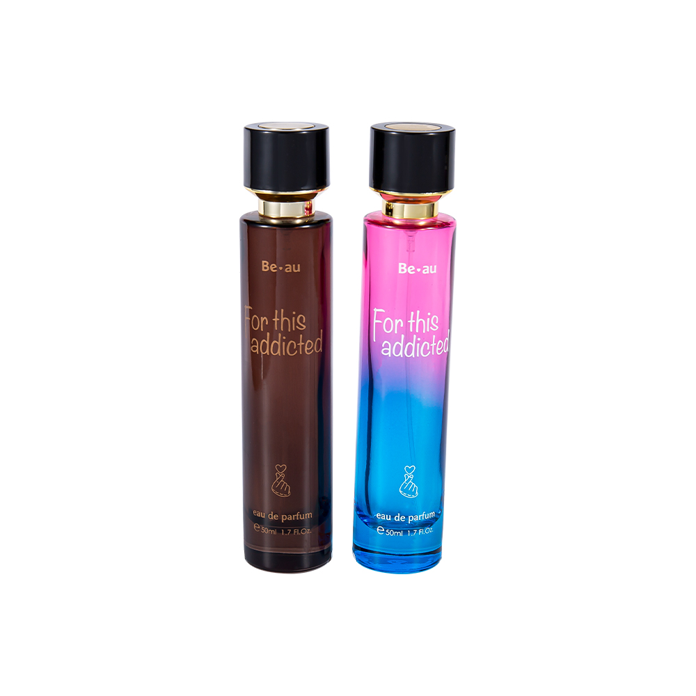 GC4468-WJ2390 Juego de botellas de perfume de vidrio cilíndricas delgadas de 50 ml con tapa de plástico