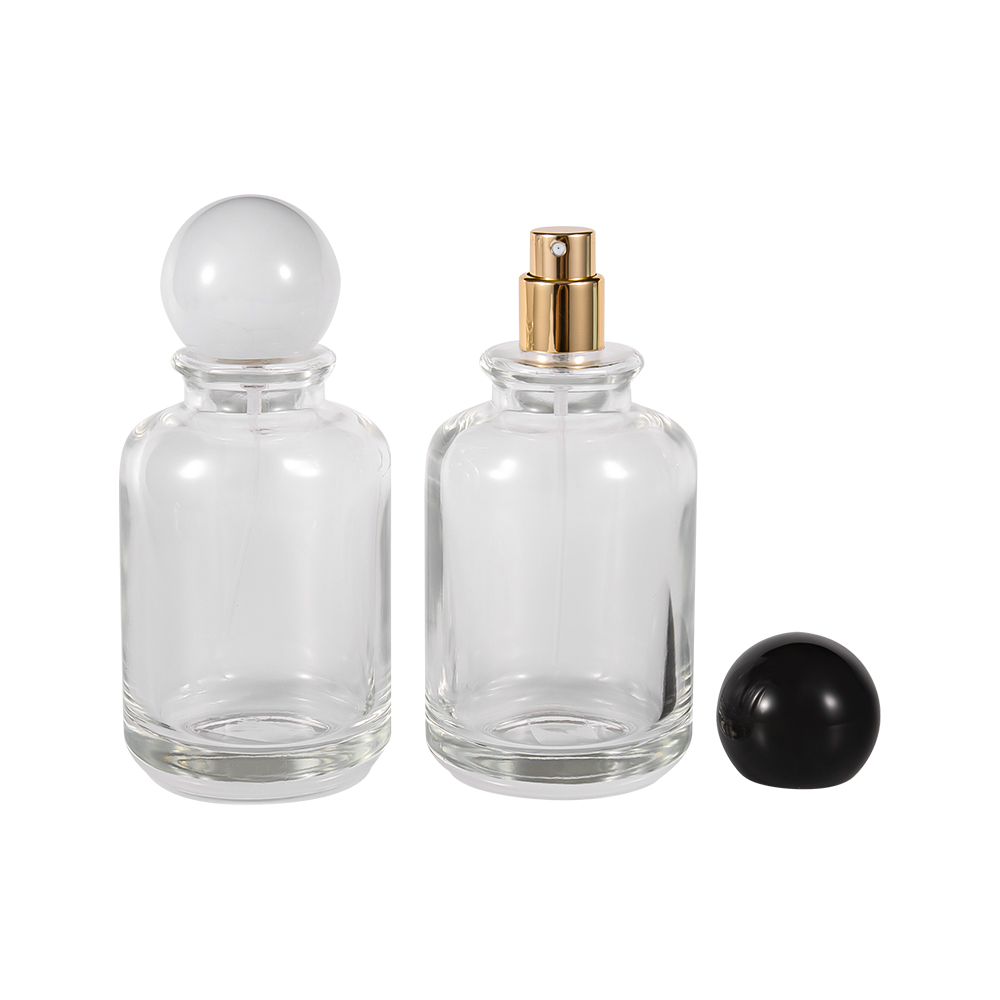 GC4819-WJ2538 Botella de perfume de vidrio de sílex de 100 ml con tapa blanca/negra brillante