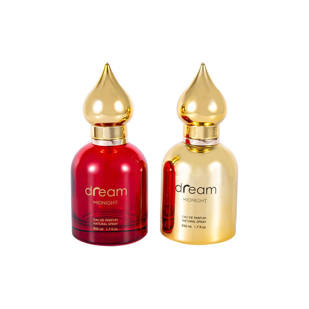 Juego de botellas de perfume con patrón árabe GC4085-WJ832 de 50 ml con tapa de perfume con patrón árabe dorado UV