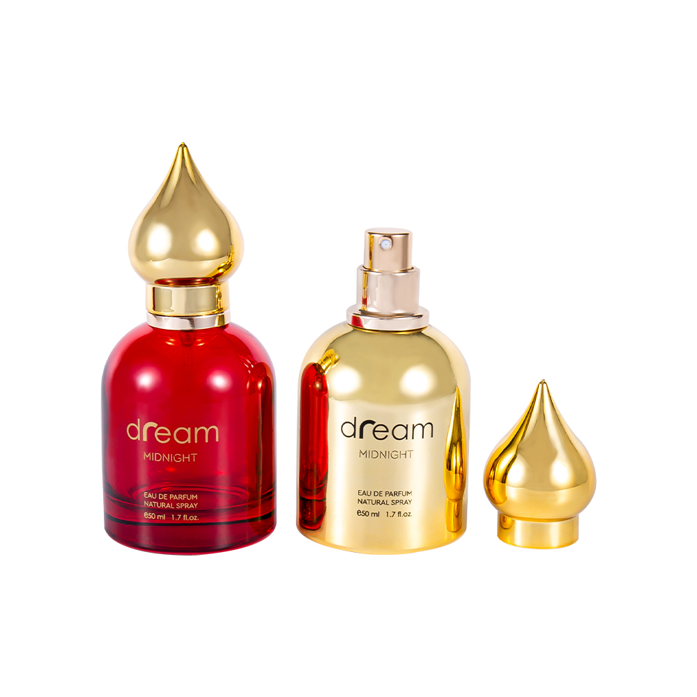 Juego de botellas de perfume con patrón árabe GC4085-WJ832 de 50 ml con tapa de perfume con patrón árabe dorado UV