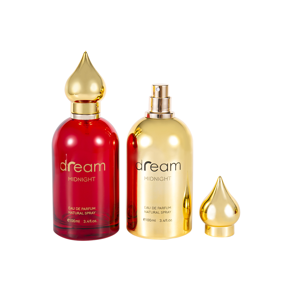 Juego de botellas de perfume con patrón árabe GC4128-WJ832 de 100 ml con tapa de perfume con patrón árabe dorado UV