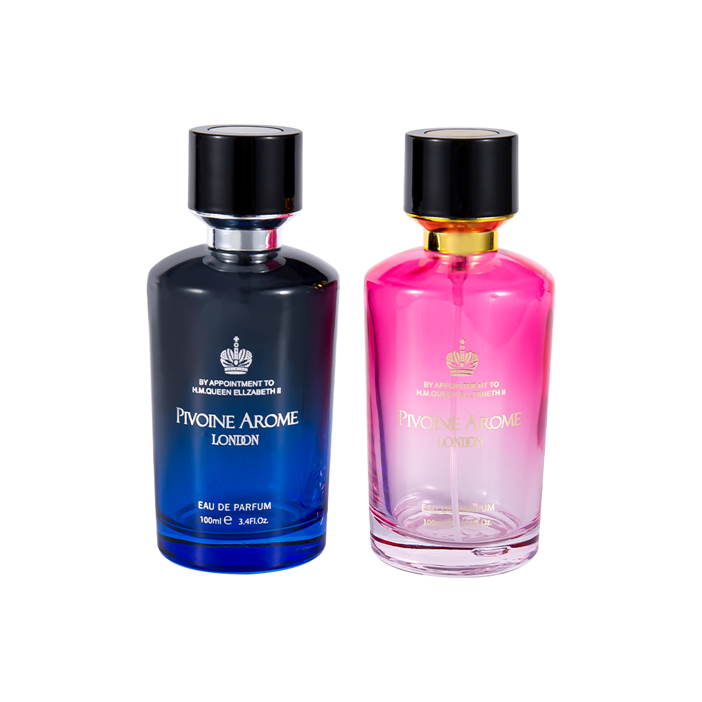 KY1596-WJ2390 Juego de botellas de perfume de vidrio de alta calidad de 100 ml con tapa de perfume de ABS y PP