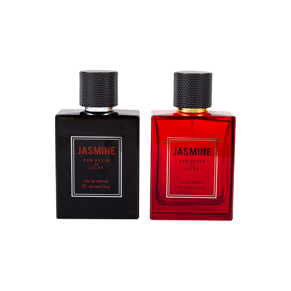 Juego de botellas de perfume de vidrio liso KY7-WJ2538 de 100 ml con tapa de perfume manchada