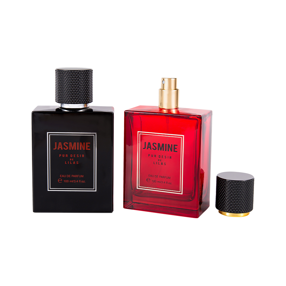 Juego de botellas de perfume de vidrio liso KY7-WJ2538 de 100 ml con tapa de perfume manchada