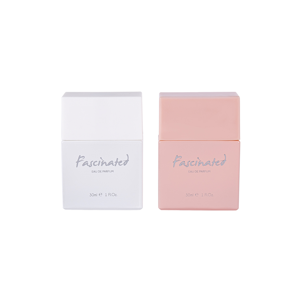 Juego de botellas de perfume de vidrio plano KY1274-WJ2171 de 30 ml con tapa de perfume de PP estampada en caliente