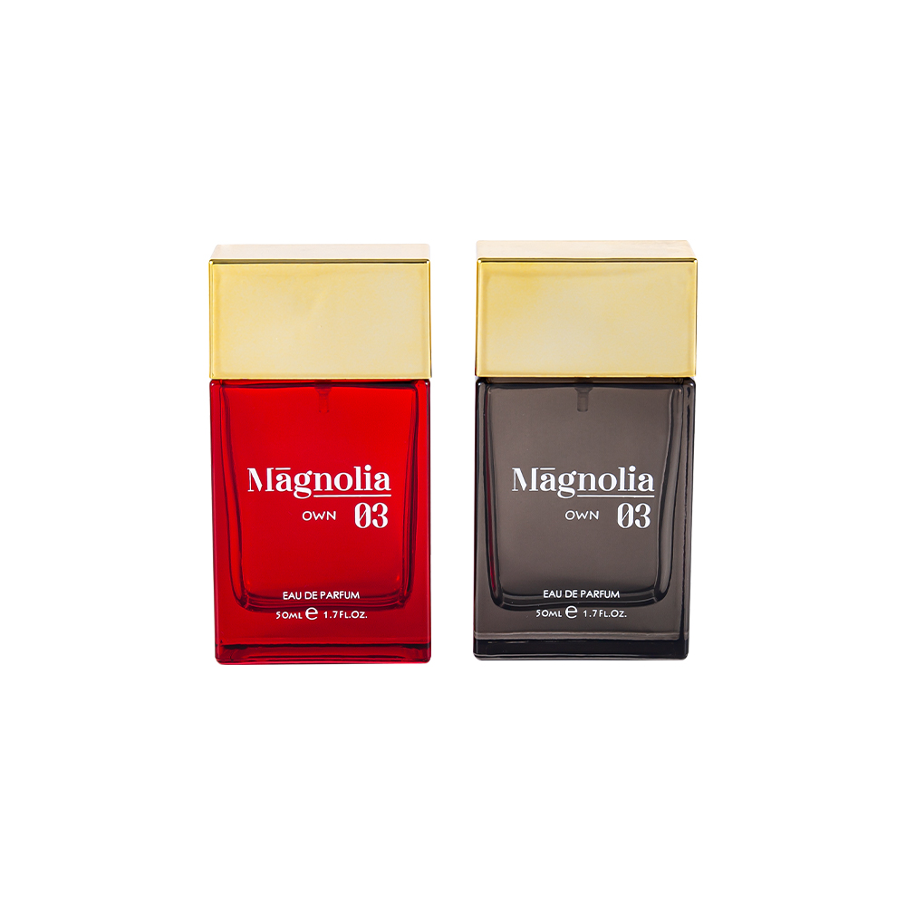 Juego de botellas de perfume de vidrio plano KY1563-WJ2171 de 50 ml con tapa de perfume de polipropileno estampada en caliente
