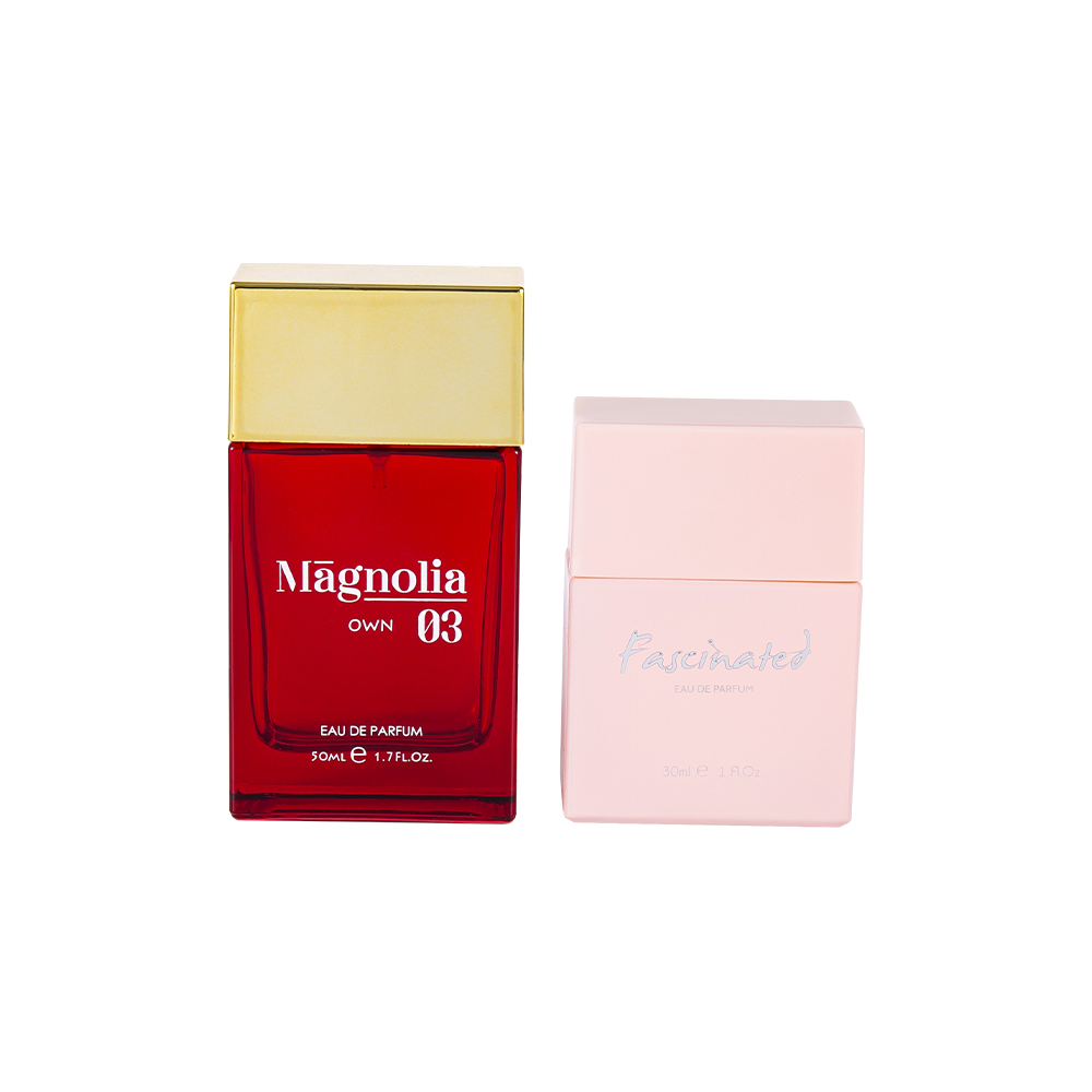 Juego de botellas de perfume de vidrio plano KY1274-WJ2171 de 30 ml con tapa de perfume de PP estampada en caliente