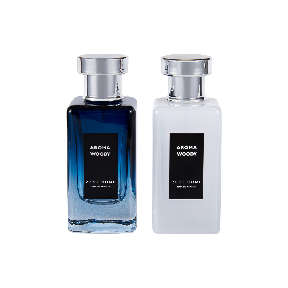 KY1485-WJ1031 Botella de perfume de vidrio de alta gama de 100 ml con tapa plateada brillante