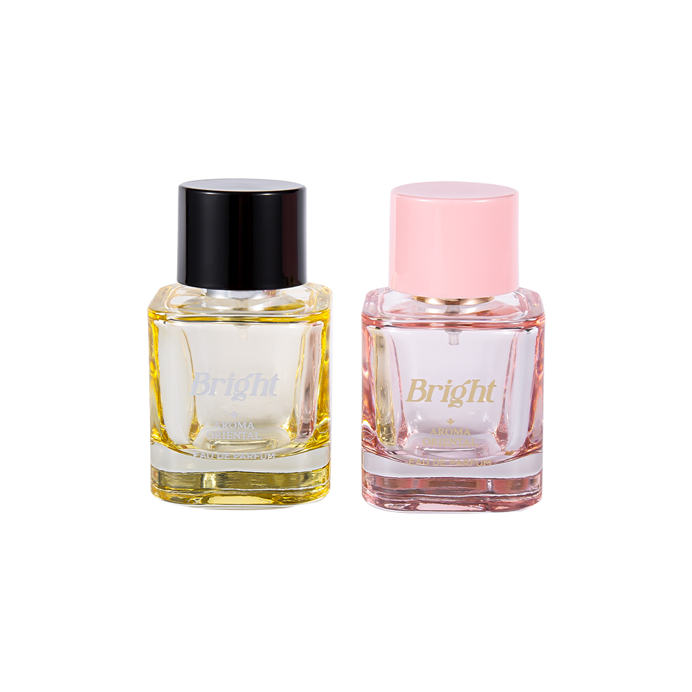 Juego de botellas de perfume recubiertas GC4570-WJ2463 de 50 ml con tapa de perfume de plástico PP ABS estampada en caliente