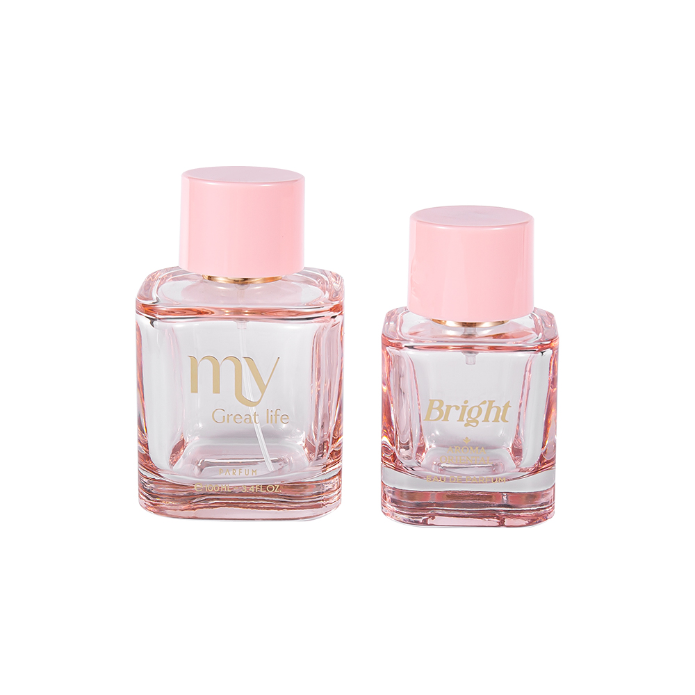Juego de botellas de perfume recubiertas GC4570-WJ2463 de 50 ml con tapa de perfume de plástico PP ABS estampada en caliente
