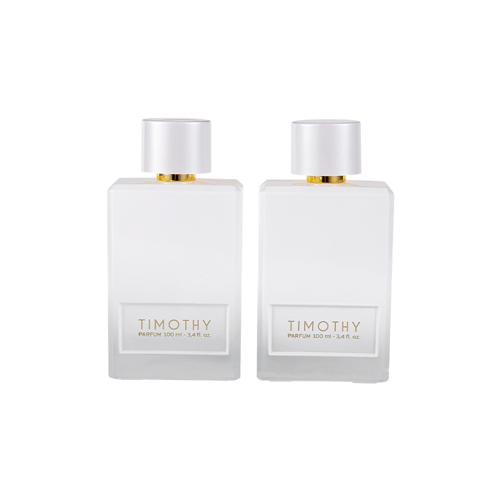 KY221-WJ2162 Juego popular de botellas de perfume de vidrio de 100 ml con tapa blanca brillante y prueba gratuita