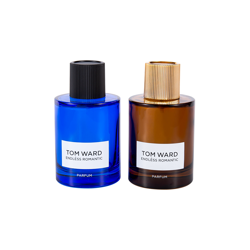 GC5178-WJ2623 Botella de perfume de vidrio de 100 ml al por mayor con tapa de perfume a rayas