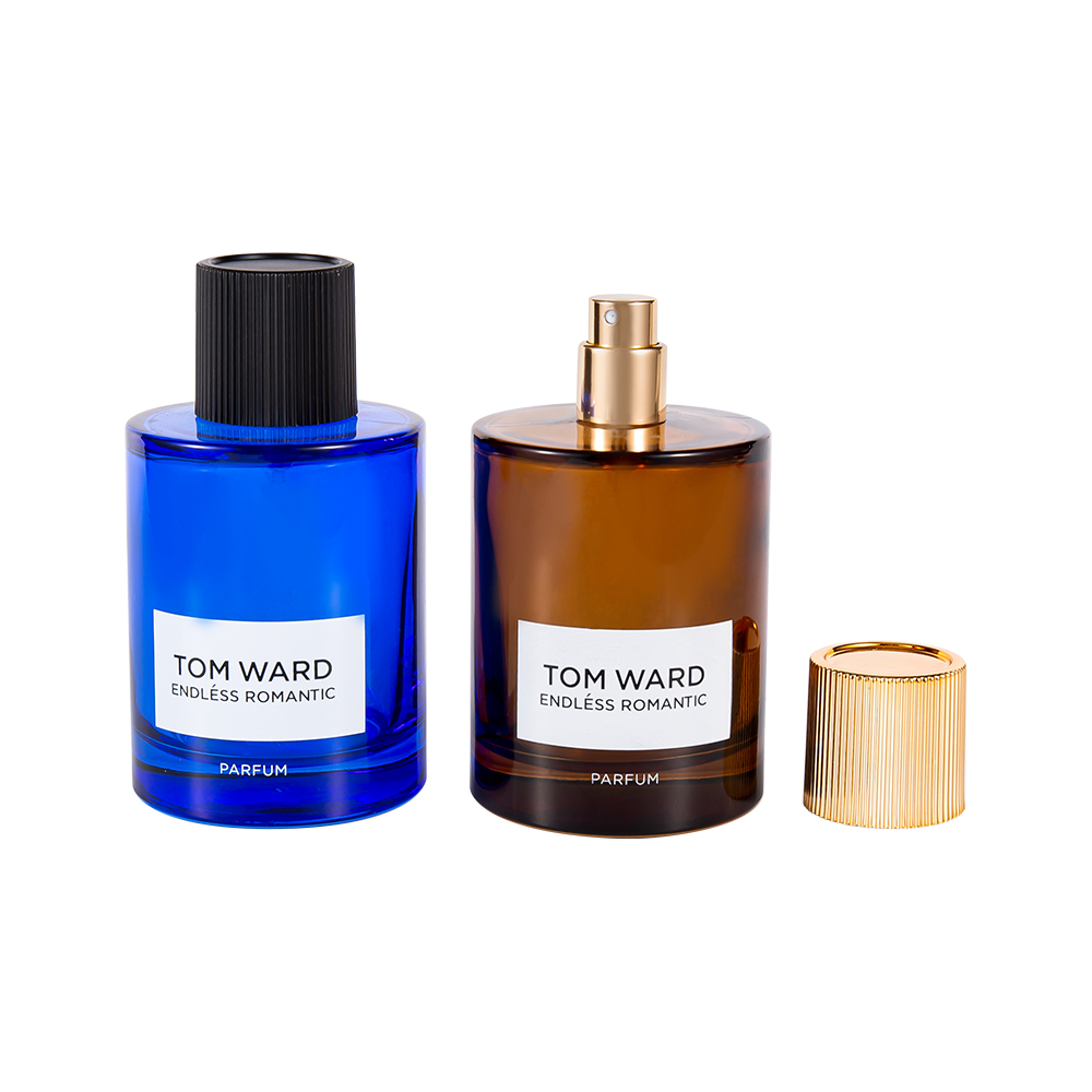 GC5178-WJ2623 Botella de perfume de vidrio de 100 ml al por mayor con tapa de perfume a rayas