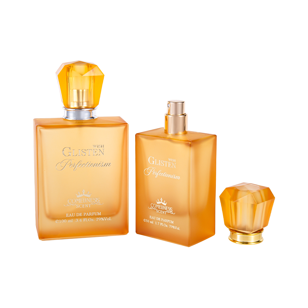 GC4686-WJ2647 Botella de perfume con acabado mate de 100 ml y tapa de perfume en forma de diamante