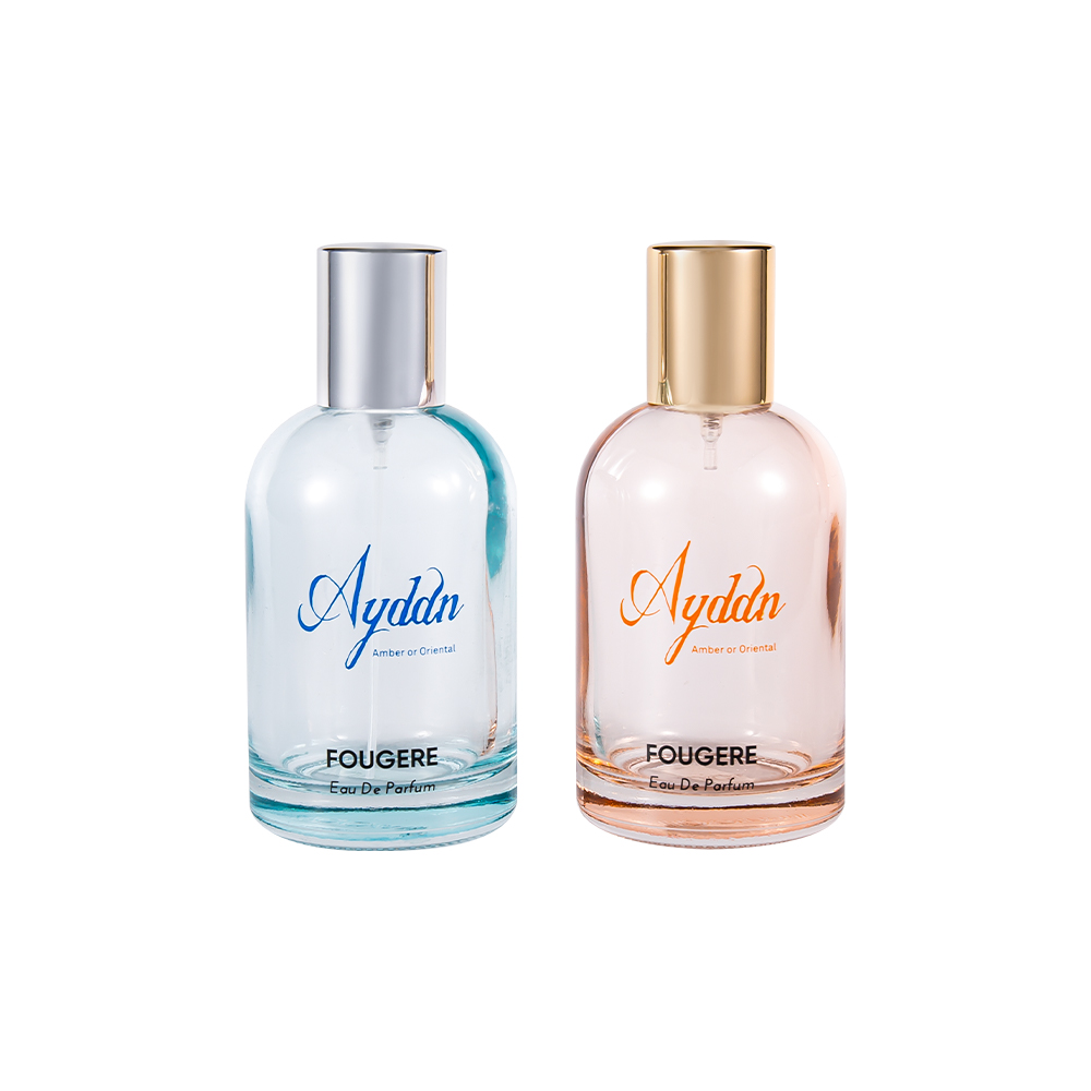 Botella de perfume de vidrio elegante GC258-WJ2251 de 100 ml al por mayor con tapa de perfume cilíndrica