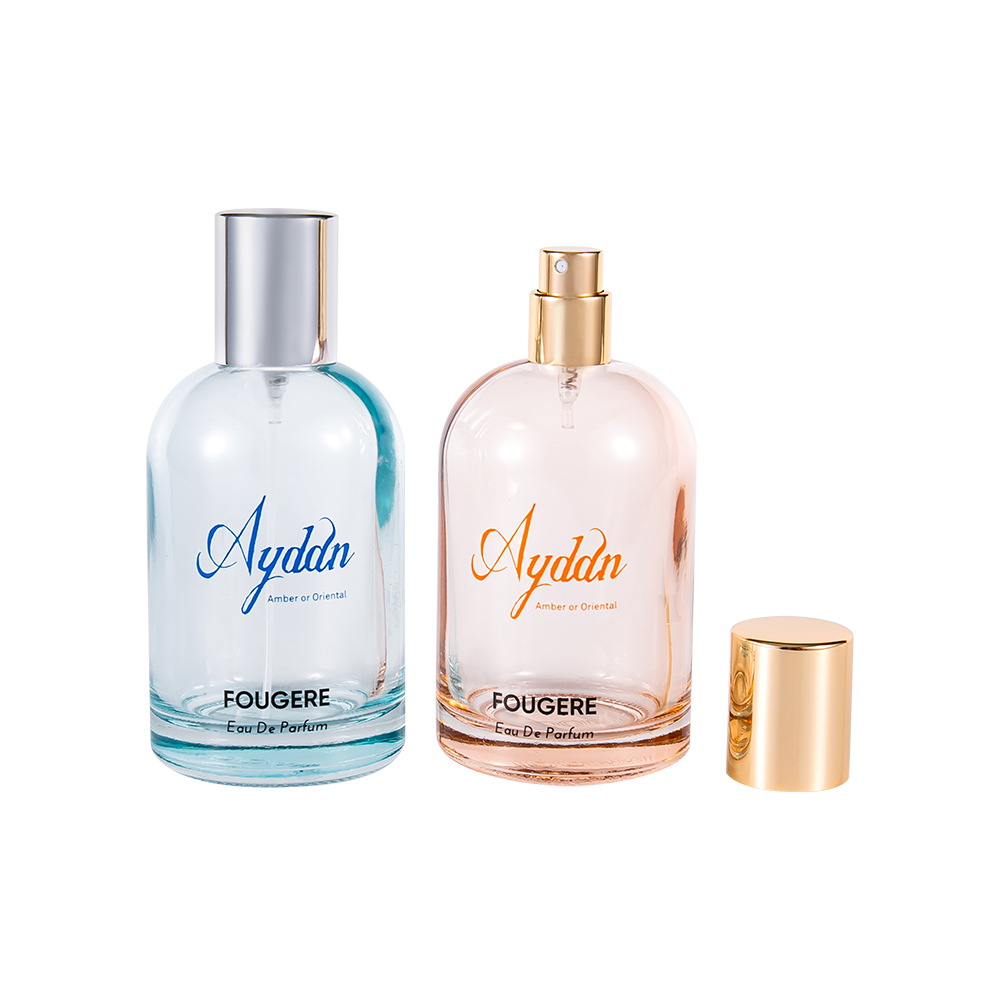 Botella de perfume de vidrio elegante GC258-WJ2251 de 100 ml al por mayor con tapa de perfume cilíndrica