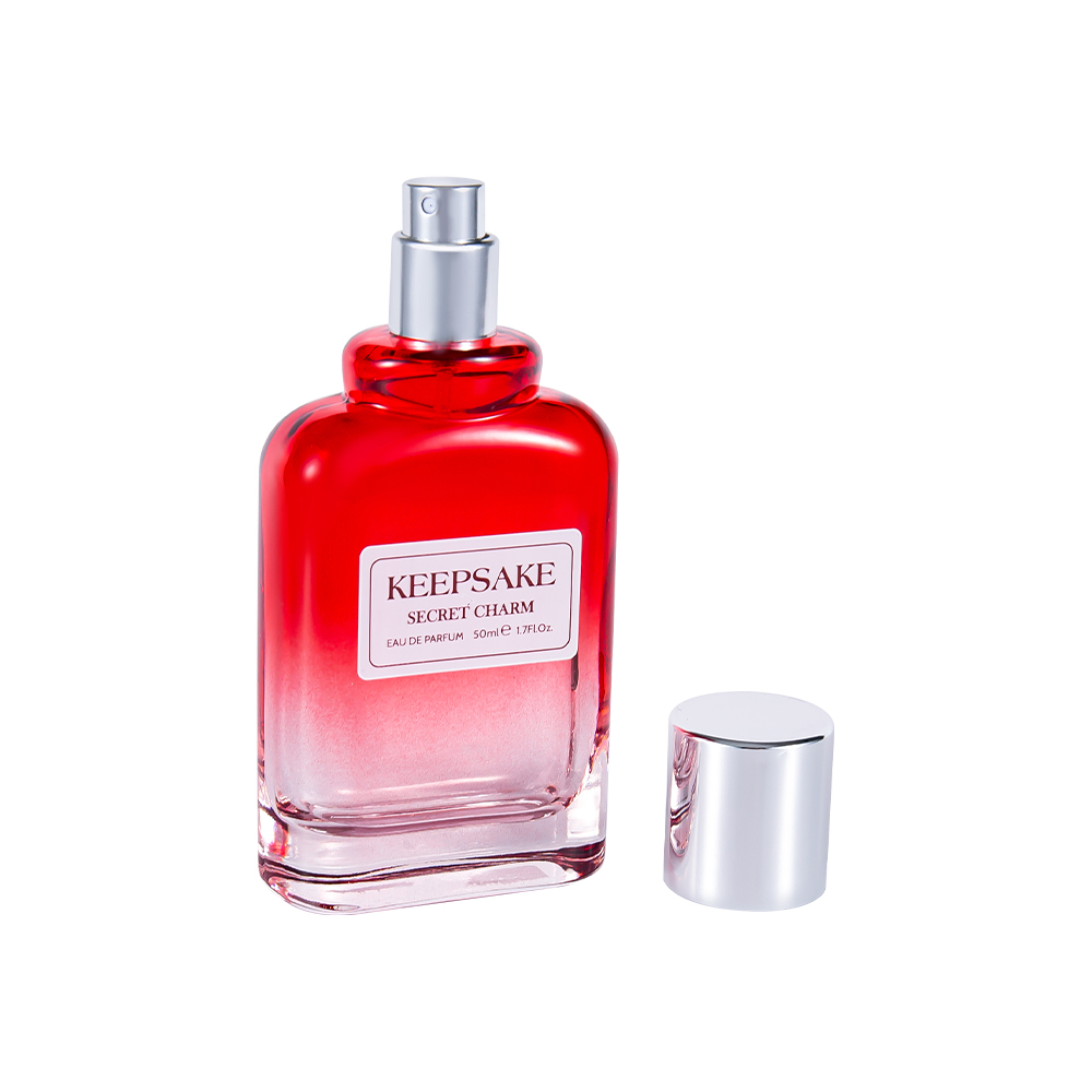 KY861-WJ412 Botella de perfume de vidrio vacía nueva de 50 ml con tapa plateada brillante