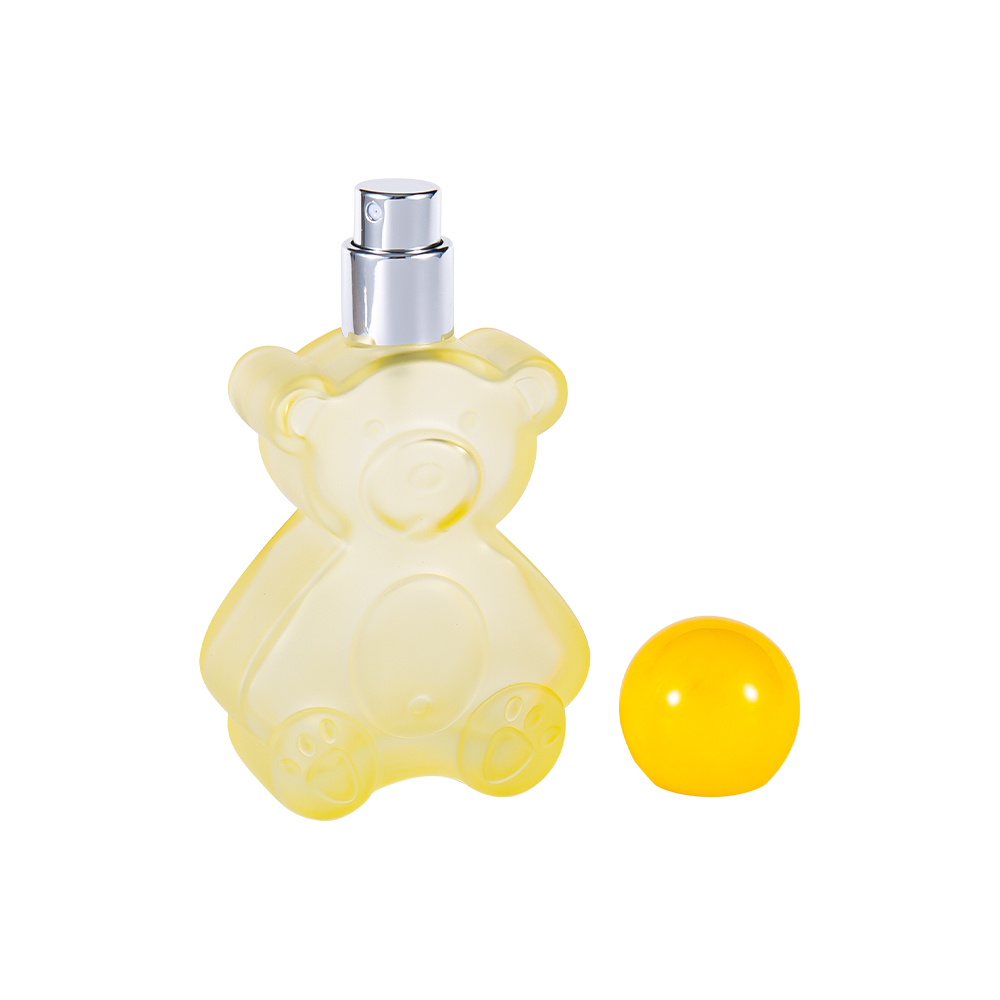 GC5190-WJ2402 Botella de perfume de vidrio en forma de oso de 30 ml al por mayor con tapa esférica